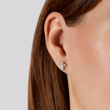 Load image into Gallery viewer, Hallmarkfinejewelry Cross Stud Earrings in Sterling Silver with Diamonds
