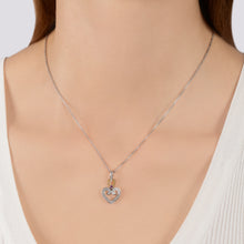 Load image into Gallery viewer, Hallmarkfinejewelry Small Diamond Follow Your Heart Pendant in Sterling Silver &amp; 14K Yellow Gold with Created Ruby &amp; Diamonds
