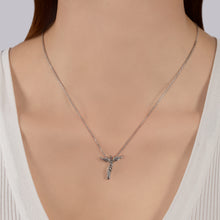Load image into Gallery viewer, Hallmarkfinejewelry Modern Sculpted Rising Angel Necklace in Sterling Silver with 1/8 Cttw of Diamonds
