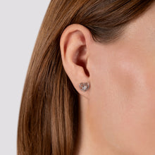 Load image into Gallery viewer, Hallmarkfinejewelry Lace Heart Stud Earrings in Sterling Silver with Diamonds
