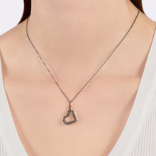 Load image into Gallery viewer, Hallmarkfinejewelry Star Studded Open Heart Pendant in Sterling Silver with Diamonds
