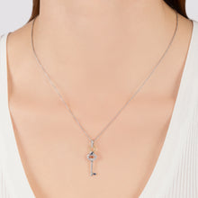Load image into Gallery viewer, Hallmarkfinejewelry Diamond Key Pendant in Sterling Silver &amp; 14K Yellow Gold with Created Blue Sapphire &amp; Diamonds
