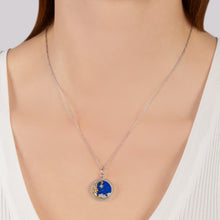 Load image into Gallery viewer, Hallmarkfinejewelry Over The Moon Medallion in Sterling Silver &amp; 14K Yellow Gold with Diamonds &amp; Lapis
