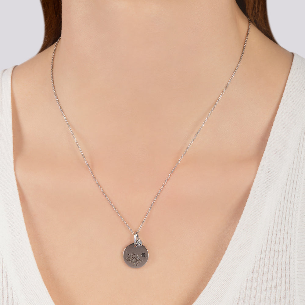Hallmarkfinejewelry June Flower of the Month Pendant in Sterling Silver with Smoky Quartz and Diamond Accent