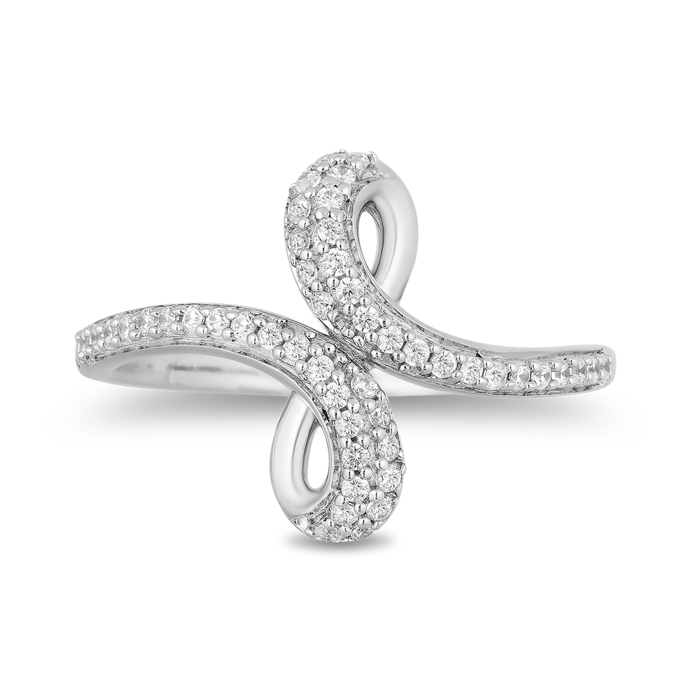 Hallmarkfinejewelry Abstract Infinity Diamond Ring in Sterling Silver View 1