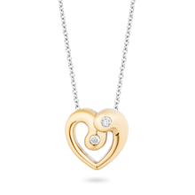 Load image into Gallery viewer, Hallmarkfinejewelry Modern Overlapping Heart Diamond Pendant in Sterling Silver &amp; Yellow Gold View 1
