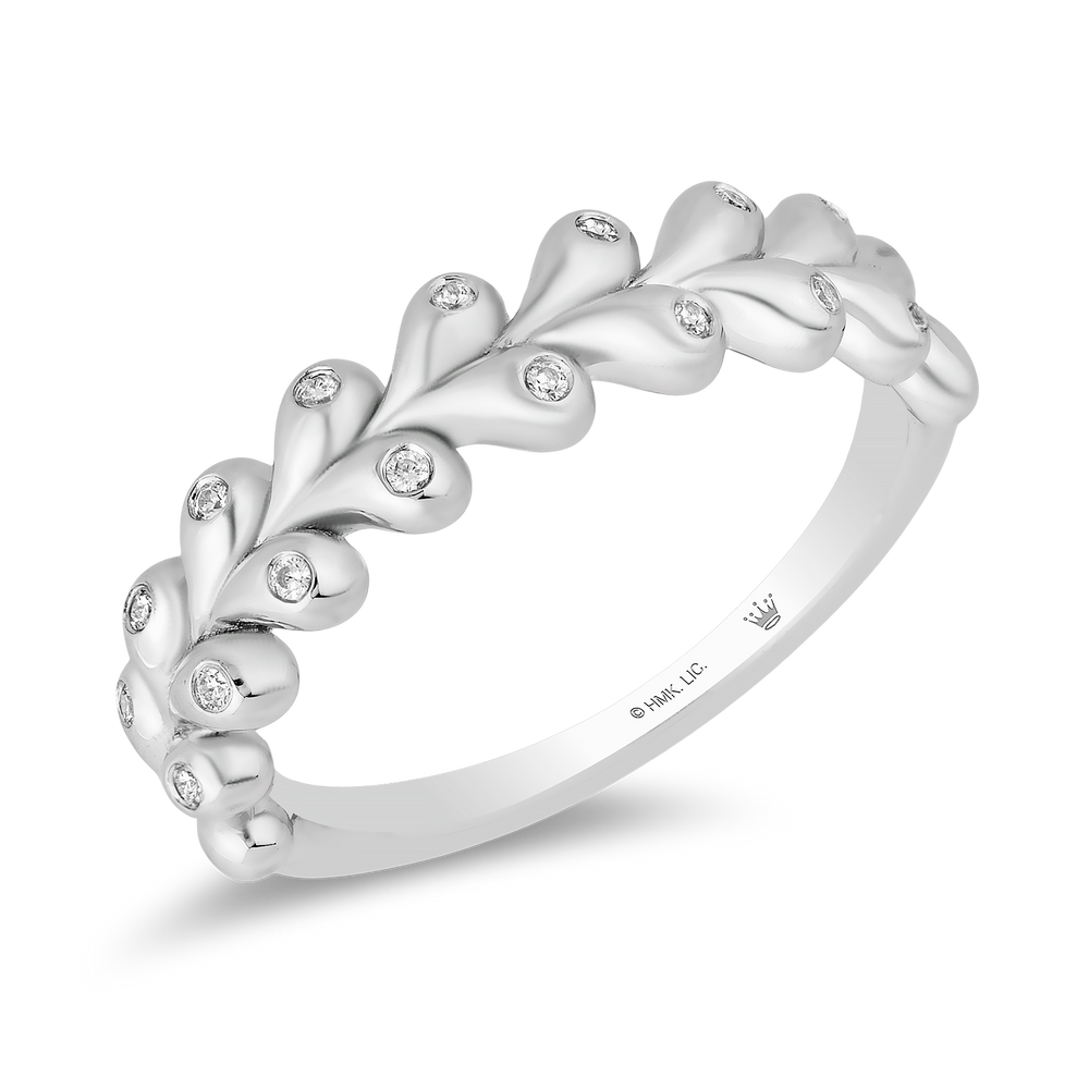 Hallmarkfinejewelry String of Hearts Diamond Ring in Sterling Silver View 1