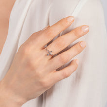Load image into Gallery viewer, Hallmarkfinejewelry Contemporary Cross Ring in Sterling Silver with 1/20 Cttw of Diamonds
