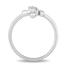 Load image into Gallery viewer, Hallmarkfinejewelry Contemporary Cross Diamond Ring in Sterling Silver View 1
