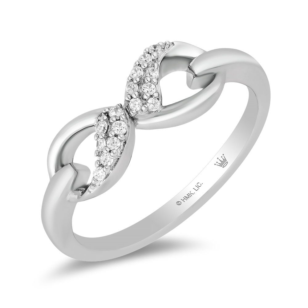 Hallmarkfinejewelry Contemporary Infinity Diamond Ring in Sterling Silver View 1