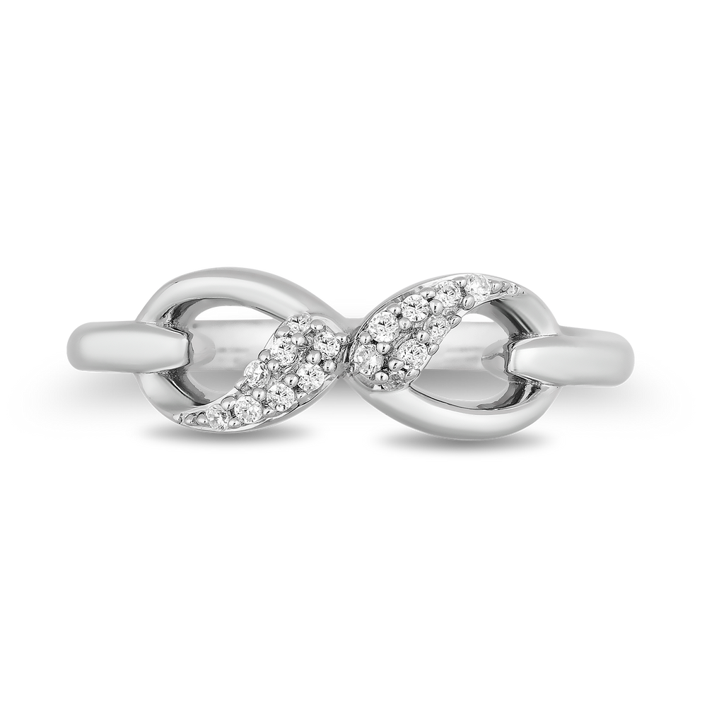 Hallmarkfinejewelry Contemporary Infinity Diamond Ring in Sterling Silver View 1