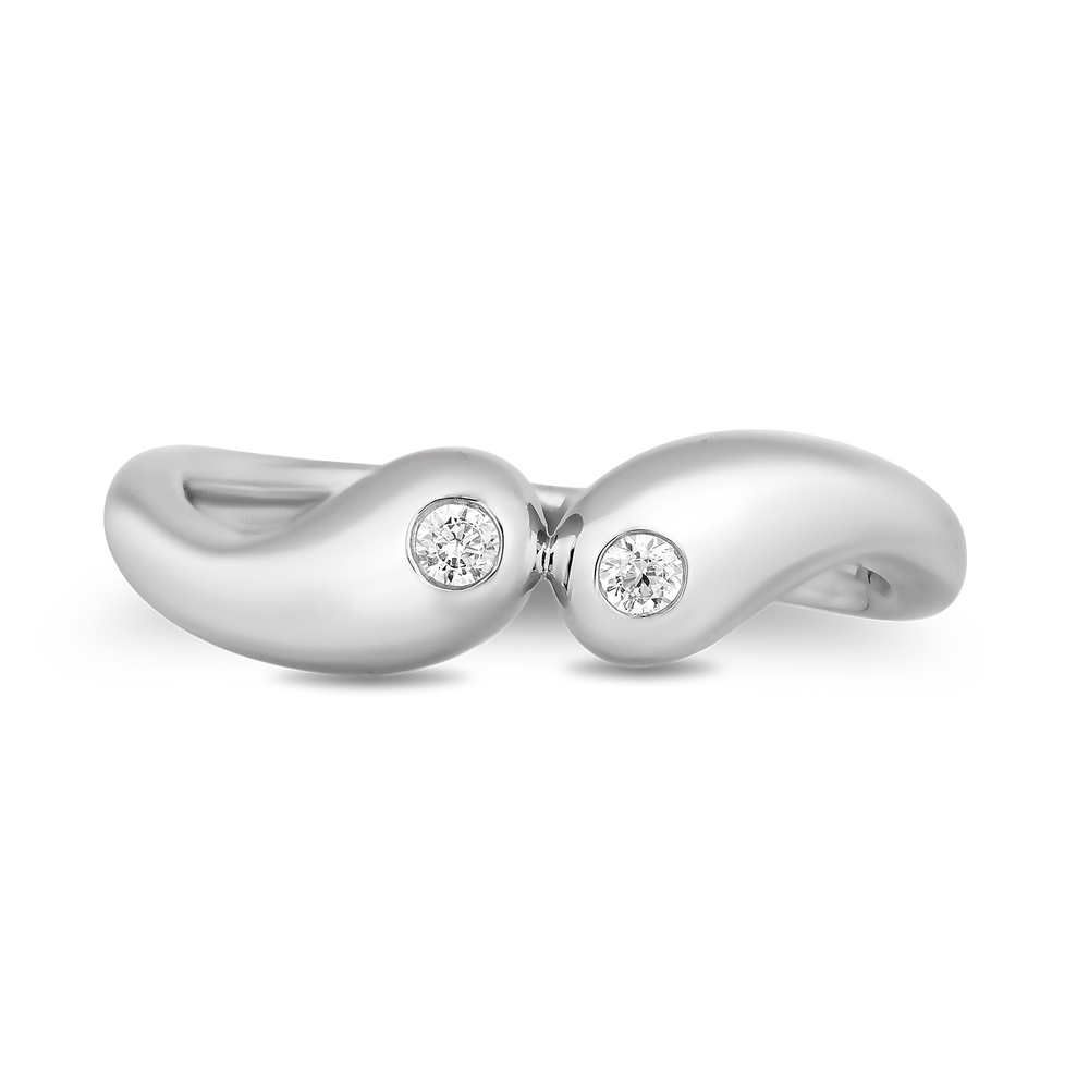 Hallmarkfinejewelry Curvy Teardrop Diamond Ring in Sterling Silver View 1