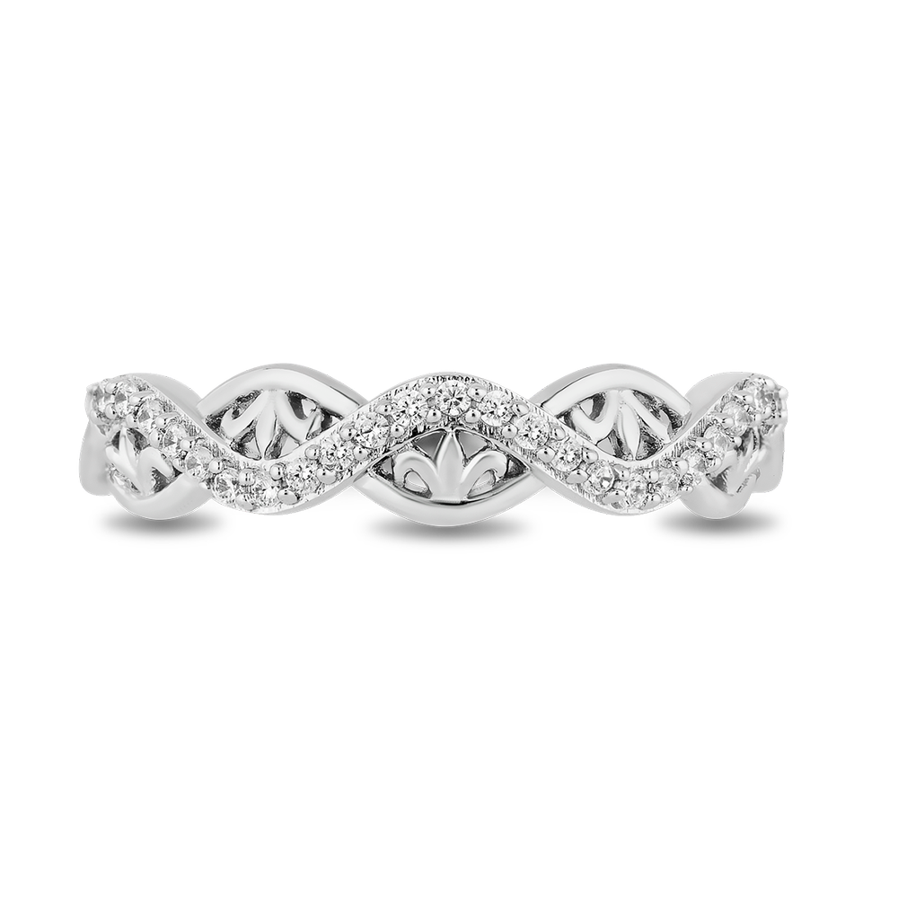 Hallmarkfinejewelry Filigree Twist Stack Diamond Ring in Sterling Silver View 1