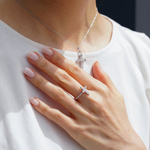Load image into Gallery viewer, Hallmarkfinejewelry Large Love &amp; Light Cross Pendant in Sterling Silver with Diamonds
