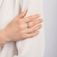Load image into Gallery viewer, Hallmarkfinejewelry Anchor Ring in Sterling Silver and 14K Yellow Gold with Diamonds
