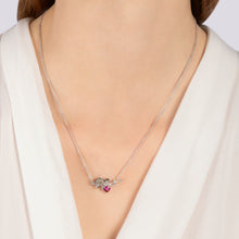 Load image into Gallery viewer, Hallmarkfinejewelry Sleepy Sloth Necklace in Sterling Silver with Champagne Diamonds &amp; Created Ruby
