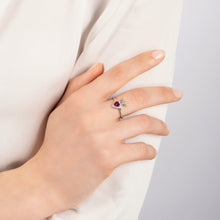 Load image into Gallery viewer, Hallmarkfinejewelry I Heart You Ring in Sterling Silver &amp; 14K Yellow Gold with Diamonds &amp; Created Ruby
