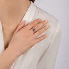 Load image into Gallery viewer, Hallmarkfinejewelry Mother Owl &amp; Baby Owlet Ring in Sterling Silver &amp; 14K Rose Gold with Champagne &amp; White Diamonds
