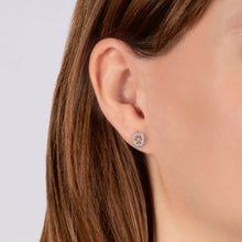 Load image into Gallery viewer, Hallmarkfinejewelry Peace Sign Stud Earrings in Sterling Silver with 1/8 Cttw of Diamonds
