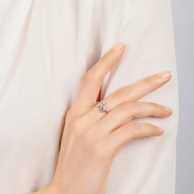 Load image into Gallery viewer, Hallmarkfinejewelry Sculpted Hug and Kiss Ring in Sterling Silver with 1/8 Cttw of Sparkling Diamonds
