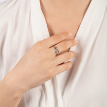 Load image into Gallery viewer, Hallmarkfinejewelry Sculpted Hug and Kiss Ring in Sterling Silver with 1/20 Cttw of Sparkling Diamonds
