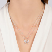 Load image into Gallery viewer, Hallmarkfinejewelry Two-of-a-Kind Butterfly Wing Pendants in Sterling Silver with Diamonds

