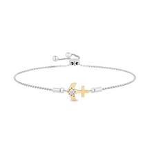 Load image into Gallery viewer, Hallmarkfinejewelry Anchor Adjustable Bolo Diamond Bracelet in Yellow Gold &amp; Sterling Silver View 1
