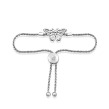 Load image into Gallery viewer, Hallmarkfinejewelry Monarch Butterfly Bolo Bracelet in Sterling Silver with Diamonds
