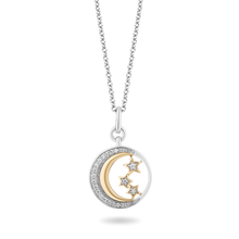 Load image into Gallery viewer, Hallmarkfinejewelry Moon &amp; Star Diamond Pendant in Sterling Silver &amp; Yellow Gold View 1
