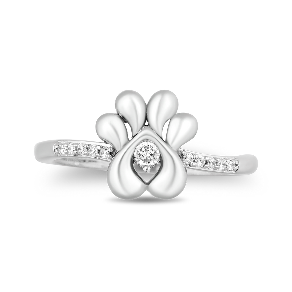 Hallmarkfinejewelry Puppy Paw Diamond Ring in Sterling Silver Diamonds View 1