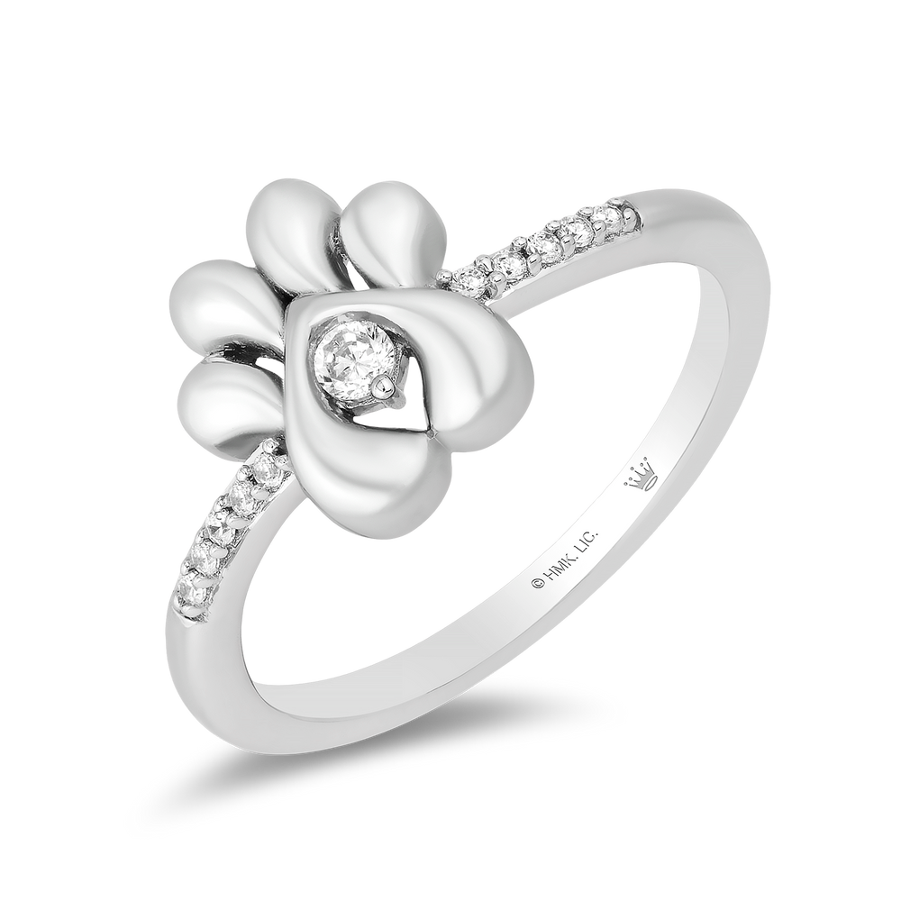 Hallmarkfinejewelry Puppy Paw Diamond Ring in Sterling Silver Diamonds View 1