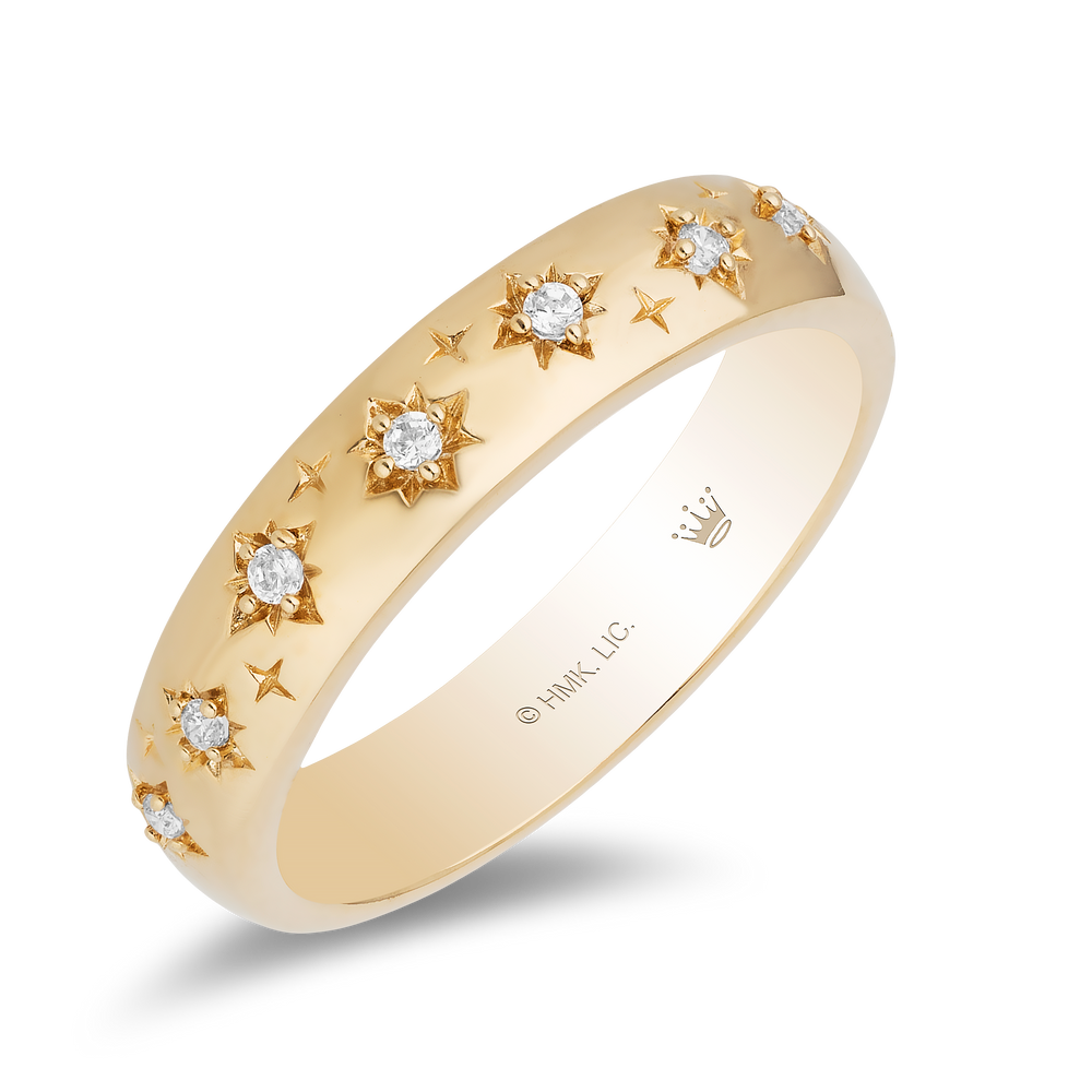 Hallmarkfinejewelry Star Studded Eternity Band in 14K Yellow Gold with Diamonds
